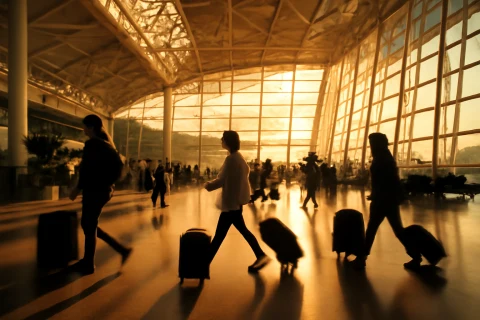 인천공항 터미널 내부 공항철도 공항버스 교통수단 비교 여행객 이동 장면