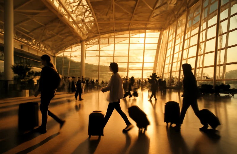 인천공항 터미널 내부 공항철도 공항버스 교통수단 비교 여행객 이동 장면