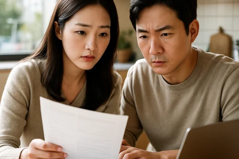 인천 공공임대 신청 서류를 함께 검토하는 부부의 모습
