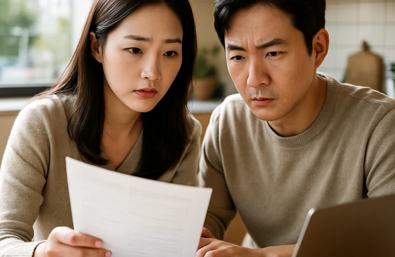 인천 공공임대 신청 서류를 함께 검토하는 부부의 모습