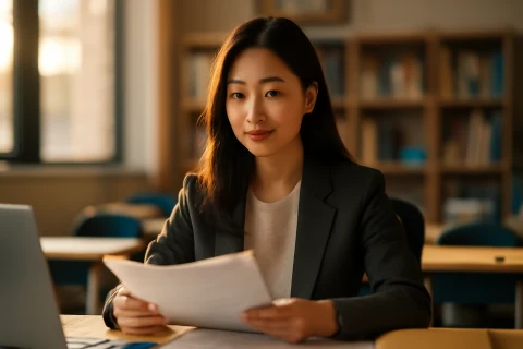 인천 교권보호 정책 변화를 검토하는 교사의 업무 장면
