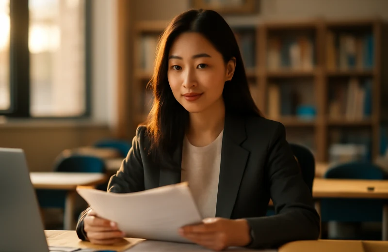 인천 교권보호 정책 변화를 검토하는 교사의 업무 장면