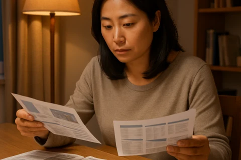 인천 남동구 구월동 학원가 비교 자료를 검토 중인 학부모