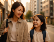인천 남동구 구월동 학원가 거리를 걷는 학부모와 초등학생 자녀