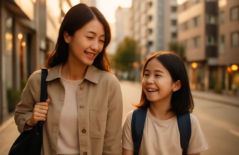 인천 남동구 구월동 학원가 거리를 걷는 학부모와 초등학생 자녀
