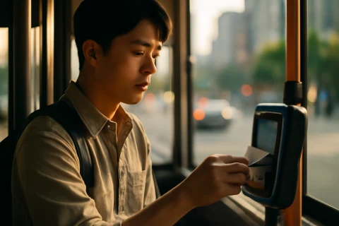 인천 버스 환승 교통카드 태그 장면