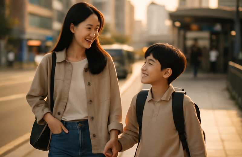 인천 부평구 부평역 학원가 인근을 걷는 학부모와 아이