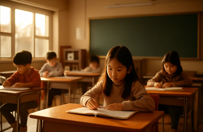 인천 연수구 학군 학원가 비교 수업 중인 초등학생들