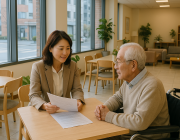 인천 장애인복지관 상담 장면, 사회복지사와 장애인 당사자가 서류를 함께 검토하는 모습