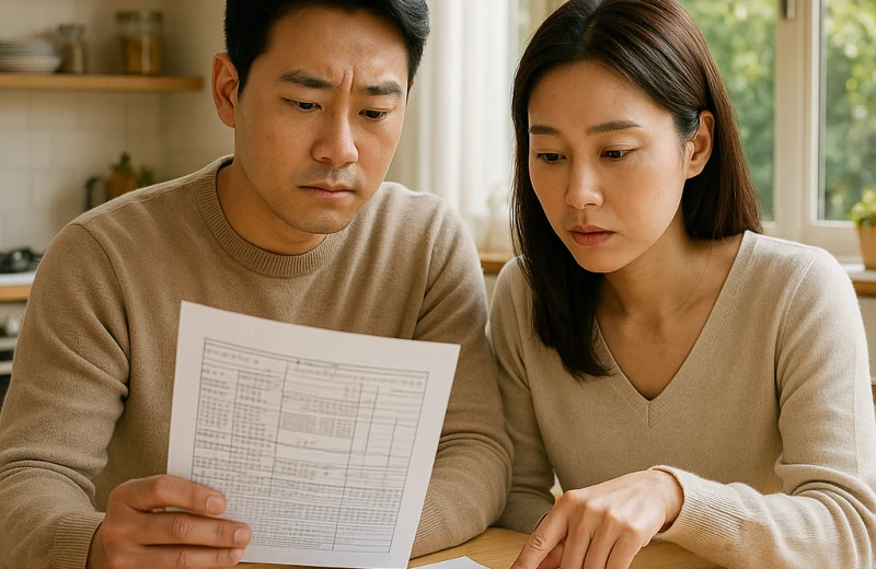 인천 전세 계약 서류를 함께 검토하는 부부