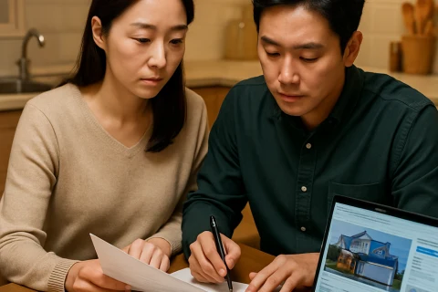 인천 전세사기 예방을 위해 계약서를 꼼꼼히 검토하는 부부