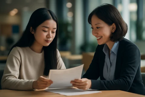 인천 행정복지센터에서 전입신고 서류를 작성하는 시민