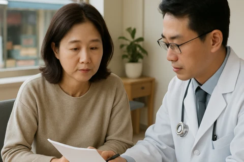 인천 정신건강의학과 외래 상담 장면, 의사와 마주 앉은 환자