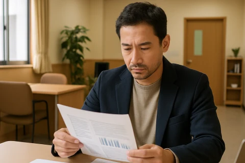 인천 창업 지원 상담에서 사업계획서를 검토 중인 남성