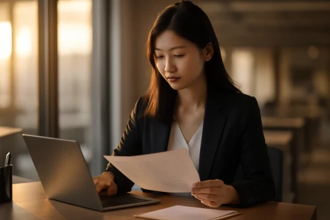 인천 재취업 준비 중인 직장인이 일자리 정보를 검토하는 장면
