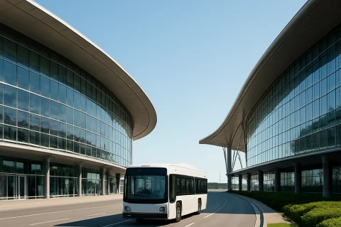 인천공항 1터미널과 2터미널 전경 및 셔틀버스 이동 장면