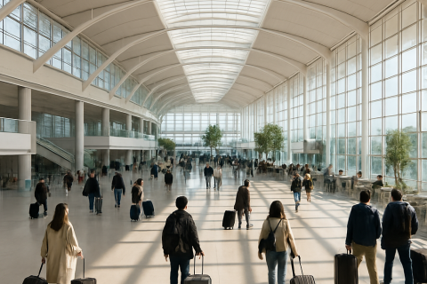 인천공항 1터미널과 2터미널 비교 – 넓고 밝은 공항 출국장 내부 풍경