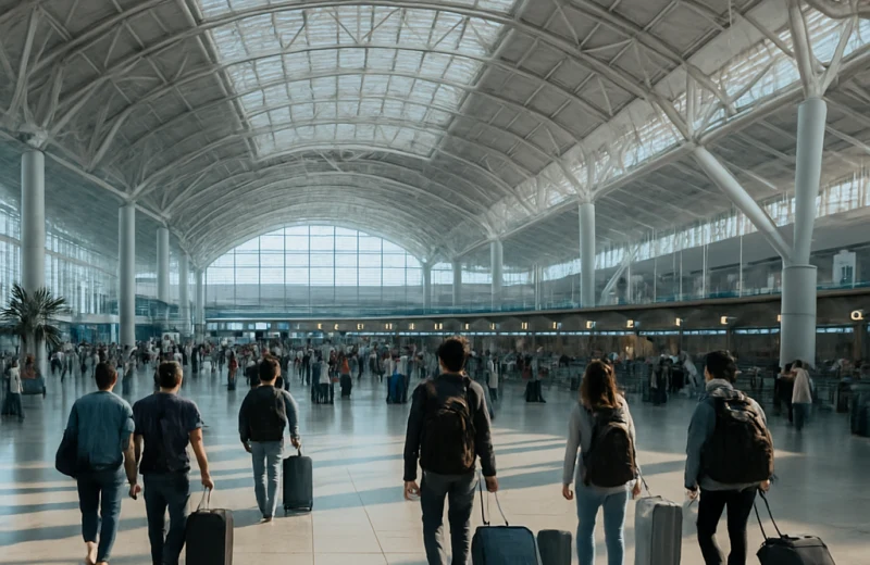 인천공항 터미널 내부 여행객 수속 장면