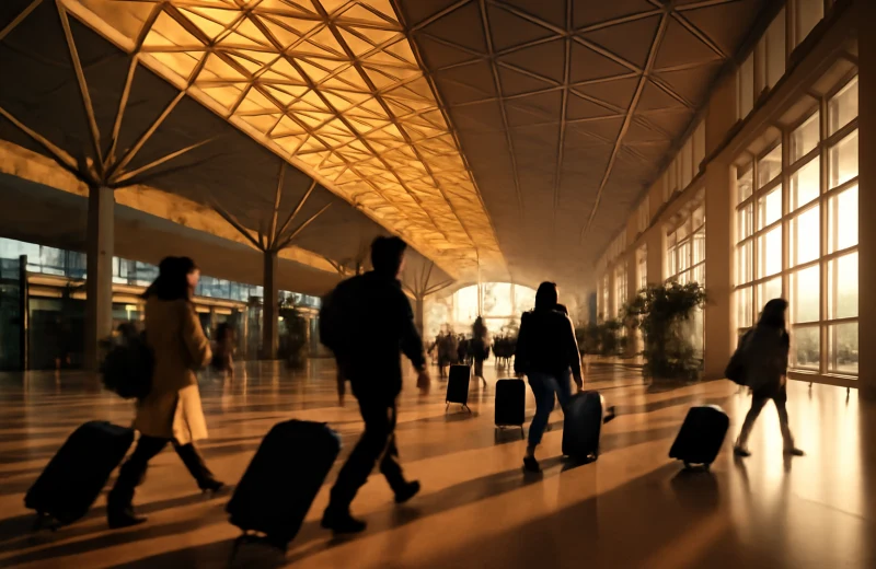 인천공항 터미널 내부 공항철도 공항버스 이용객 이동 장면