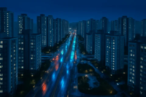 인천 검단신도시 아파트 단지 야경 드론 항공 촬영