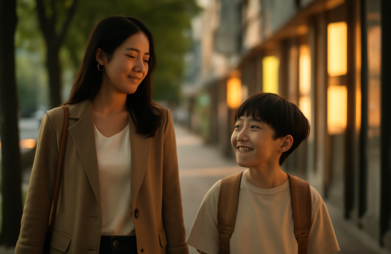 인천 남동구 구월동 학원가 골목을 걷는 학부모와 초등학생 자녀