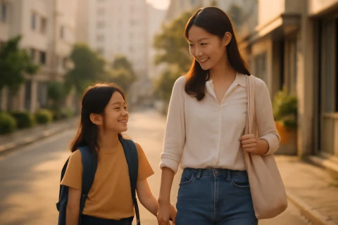 인천 남동구 학군 이사 고민 학부모 모녀 골목 산책 장면