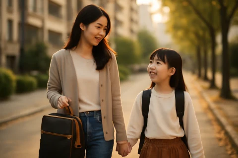 인천 남동구 구월동 학원가 근처 아파트 단지 산책 중인 학부모와 초등학생 자녀
