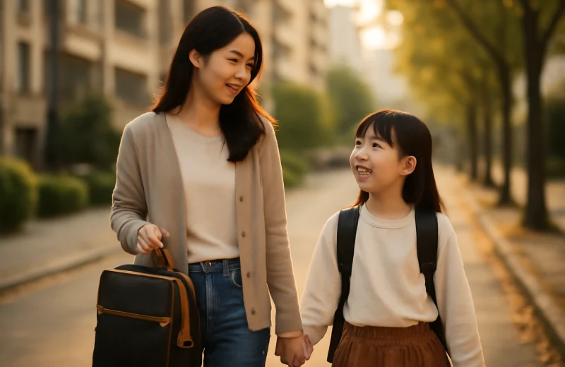 인천 남동구 구월동 학원가 근처 아파트 단지 산책 중인 학부모와 초등학생 자녀