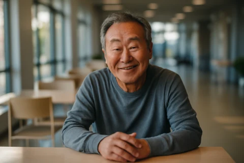 인천 노인일자리 신청 상담하는 웃는 어르신