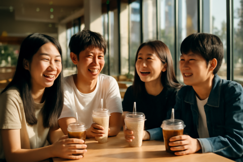 인천 여름방학 청소년 카페 이용 모습, 밝고 개방적인 카페 실내