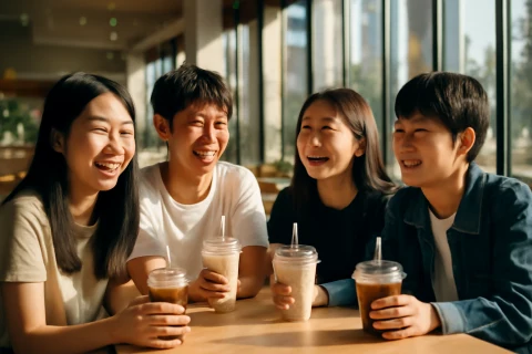 인천 여름방학 청소년 카페 이용 모습, 밝고 개방적인 카페 실내