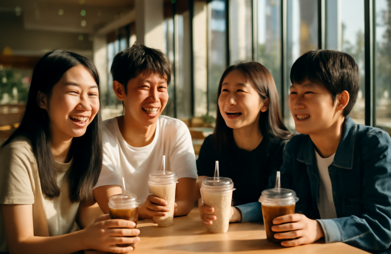 인천 여름방학 청소년 카페 이용 모습, 밝고 개방적인 카페 실내