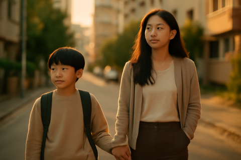 인천 미추홀구 학군 학원가 이사 고민 중인 학부모와 아이 통학 모습