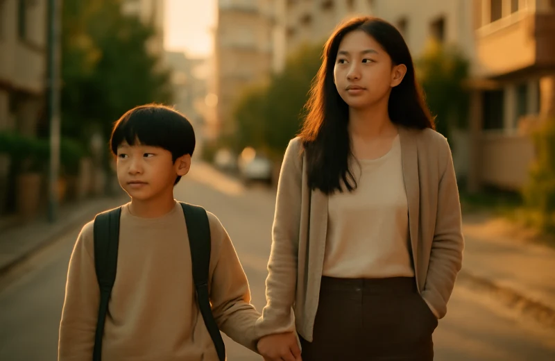 인천 미추홀구 학군 학원가 이사 고민 중인 학부모와 아이 통학 모습