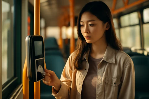 인천 시내버스 교통카드 환승 태그하는 장면