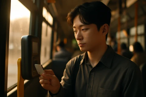 인천 버스 환승 할인 교통카드 단말기 태그 장면