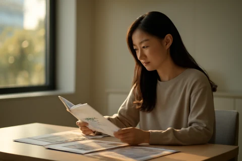 인천 부평구 학군 학원가 비교 자료를 검토하는 학부모