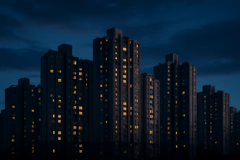 인천 부평구 산곡역 신규 아파트 단지 야경 전경