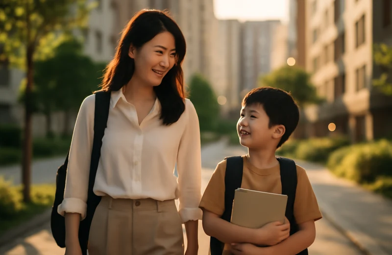 인천 서구 학군 좋은 동 비교 – 청라·검단 학원가 걷는 학부모와 자녀