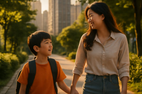 인천 연수구 송도 학군 골든아워 학부모 자녀 등하교 장면