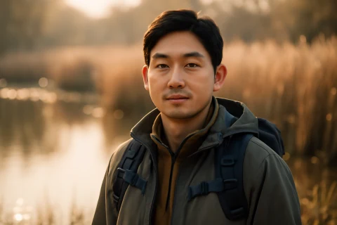 인천 생태 환경 분야 취업 준비하는 청년이 갯벌 습지 앞에 서 있는 장면