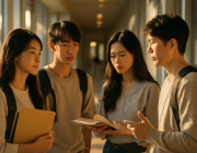 인천 전문대 진학 상담 중인 학생들 캠퍼스 복도 장면
