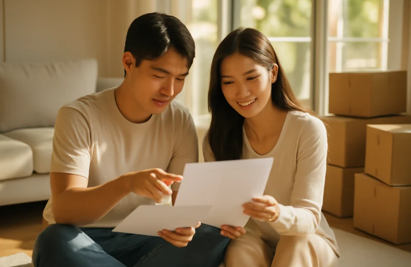 인천 전입신고 온라인 신청 방법 확인하는 젊은 부부
