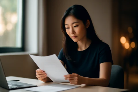 인천 전입신고 서류 확인하는 여성의 행정 민원 처리 장면