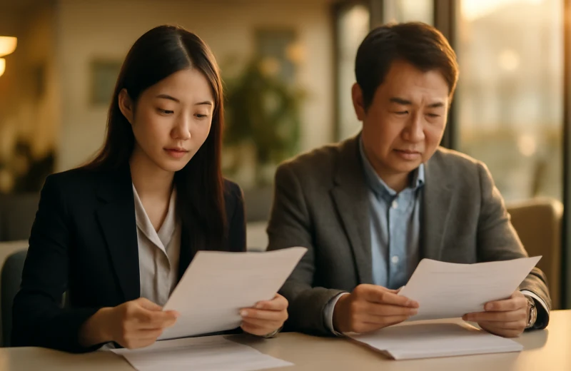 인천 취업 지원 상담 센터에서 청년과 중장년이 나란히 서류를 검토하는 장면