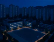인천 계양구 중학교 학군 아파트 단지 항공 전경 야경