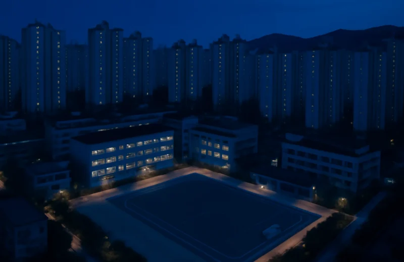인천 계양구 중학교 학군 아파트 단지 항공 전경 야경