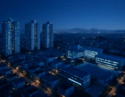 인천 남동구 논현동 아파트 단지와 중학교 일대 항공 야경