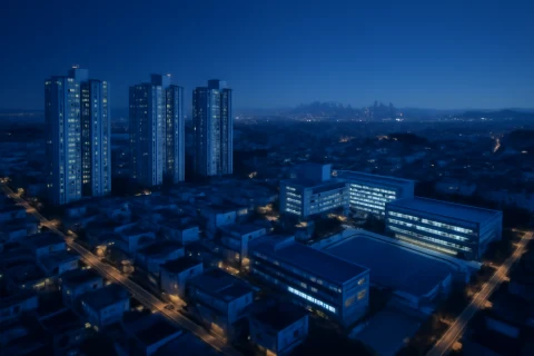 인천 남동구 논현동 아파트 단지와 중학교 일대 항공 야경