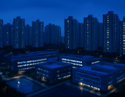 인천 영종구 하늘도시 아파트 단지와 초등학교 전경 항공뷰